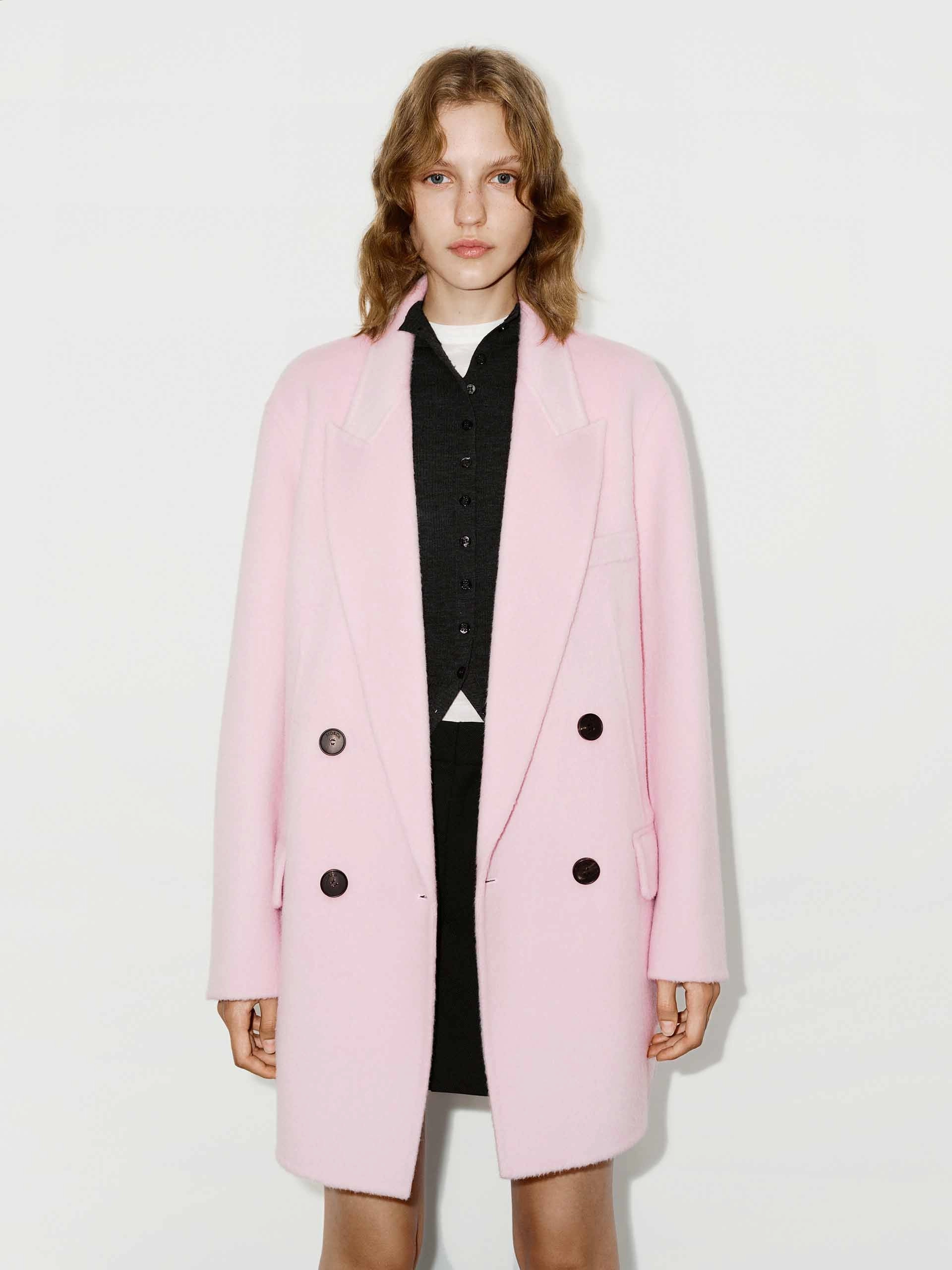 Tailored Wool Blend Midi Coat Microfiber Shell Casual Fit Silhouette