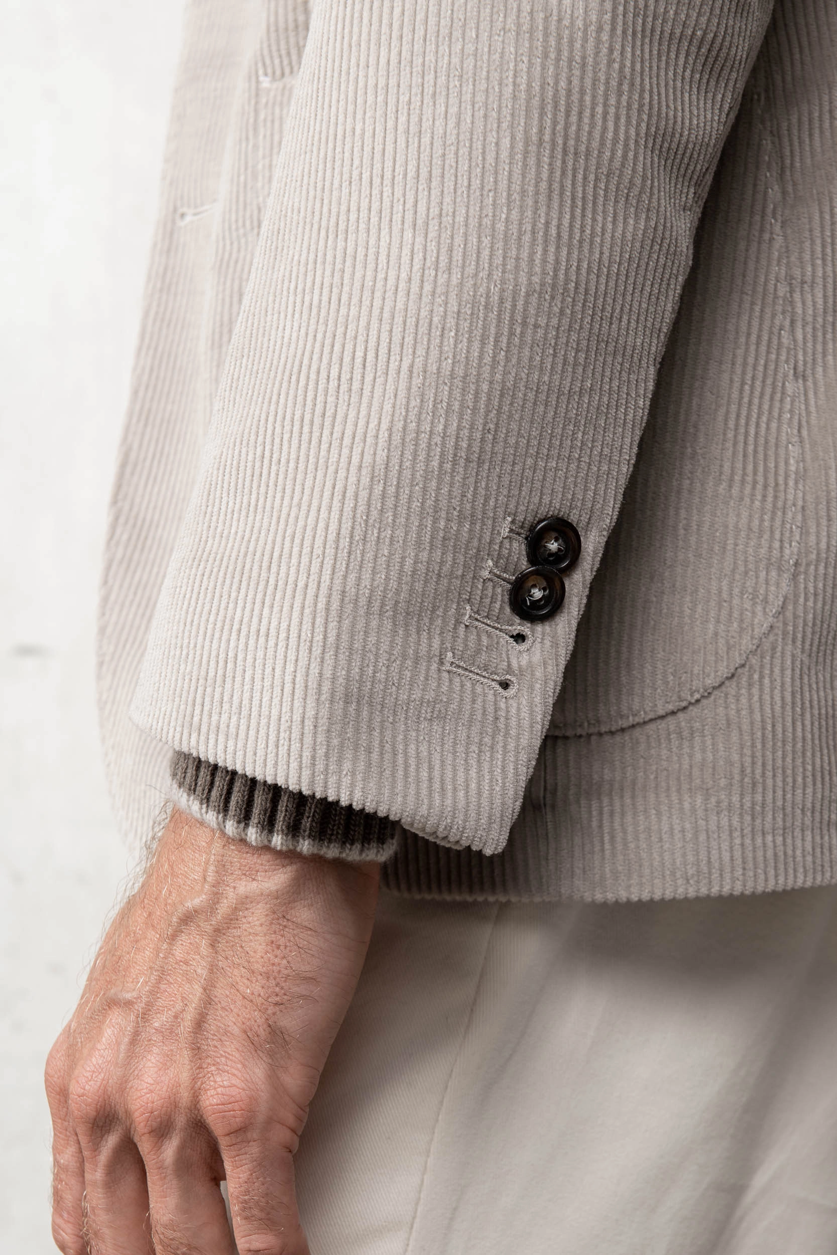 Beige corduroy jacket "Soragna Collection" - Made in Italy LaserCut Ventilation Zones