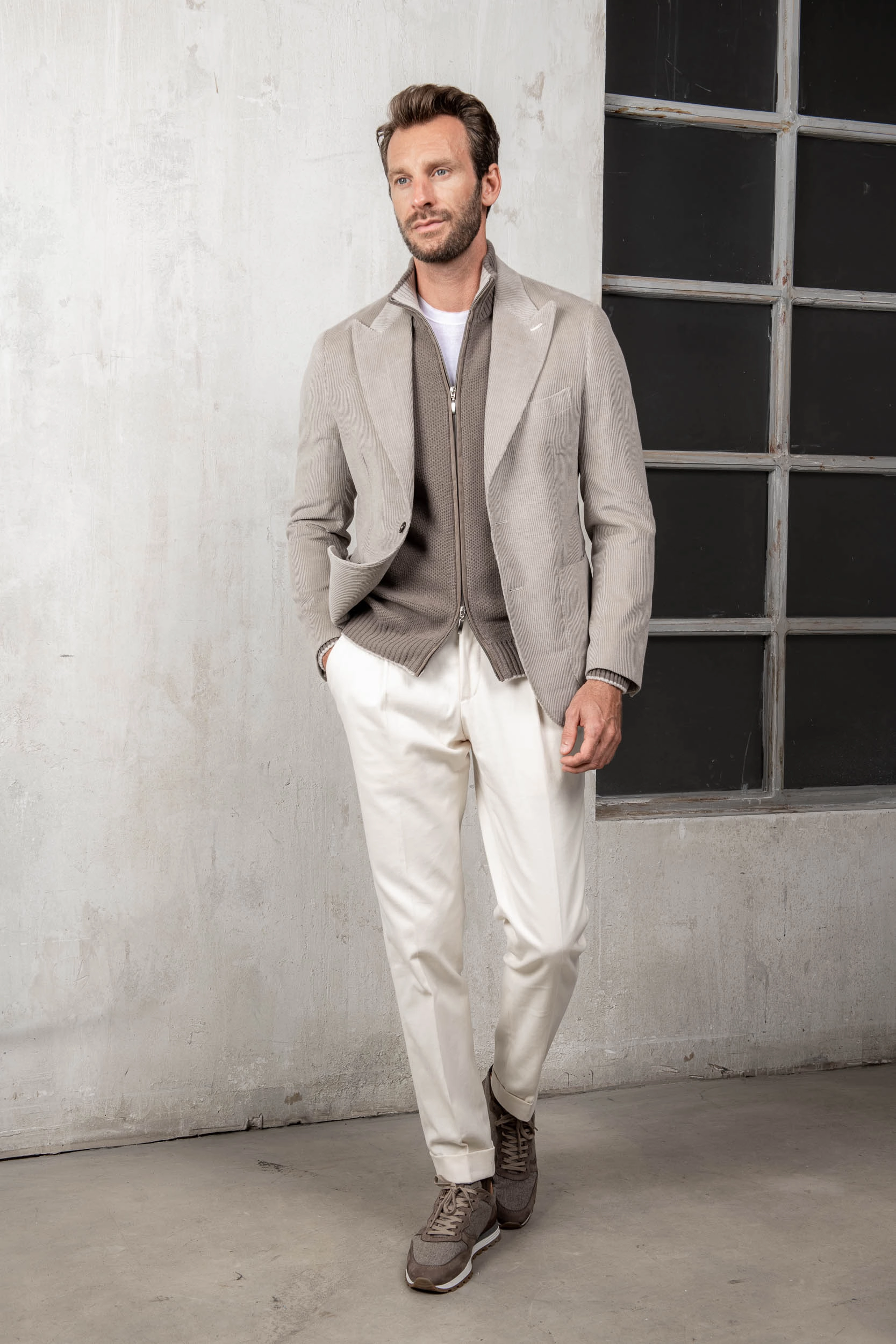 Beige corduroy jacket "Soragna Collection" - Made in Italy Adult