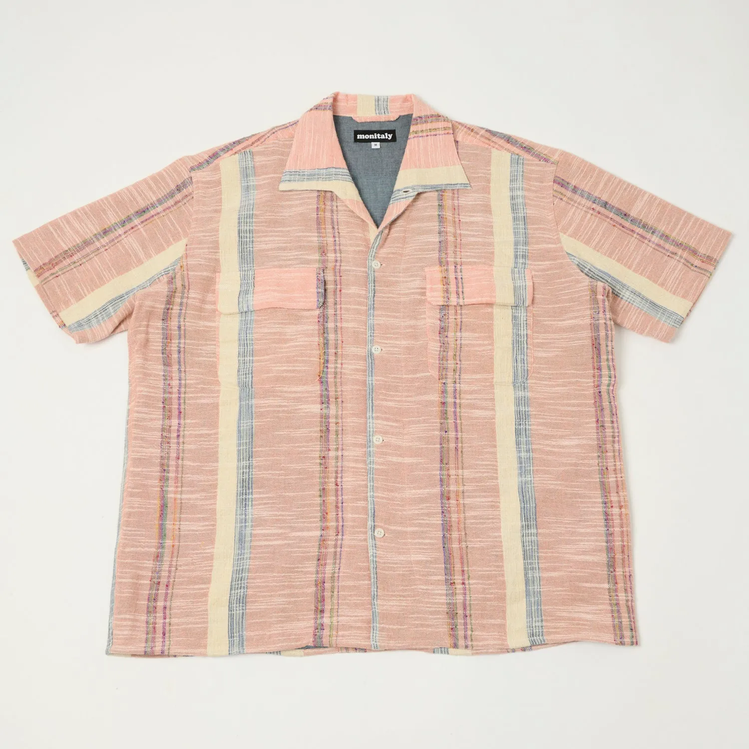 Monitaly 'Milano' 1950s Beach Collar Shirt - Pink Sweat-Absorbing