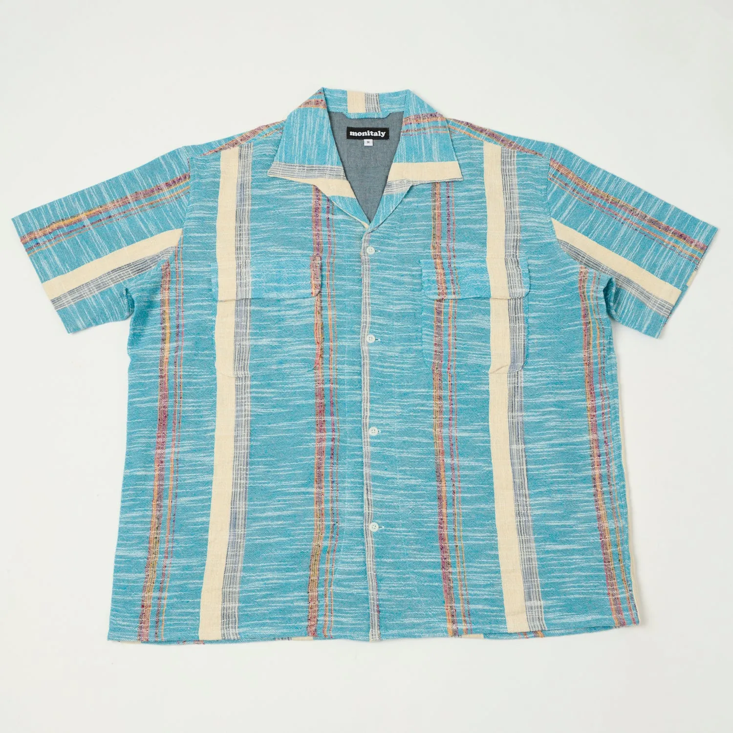 Monitaly 'Milano' 1950s Beach Shirt - Blue Soft Comfort Fall Fashion