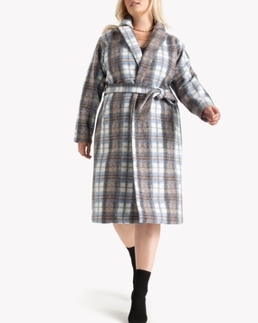 Outdoors Day Morgan Plaid Robe Coat | Light Blue / Brown