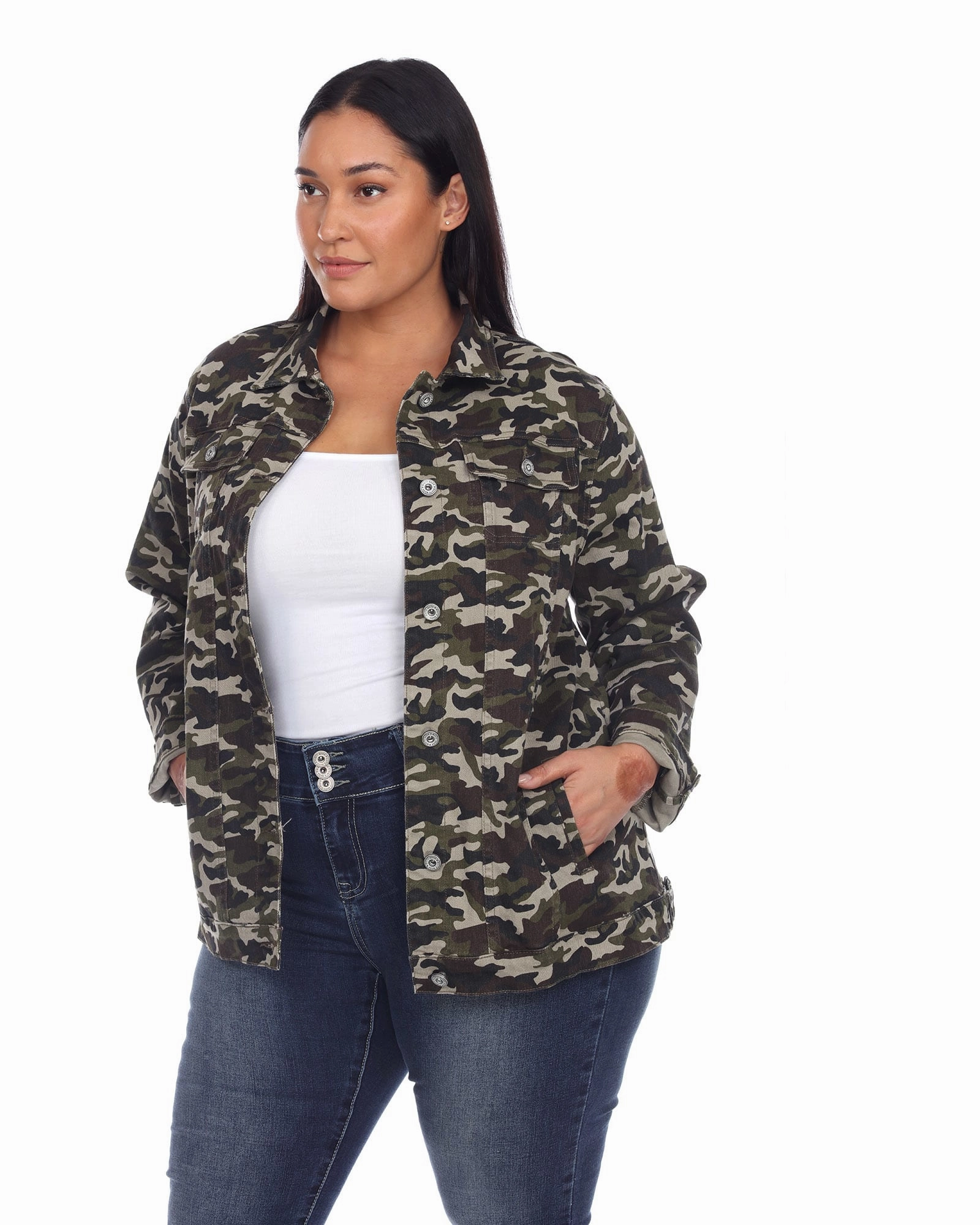 Camo Denim Jacket | Green Army Layer Focused