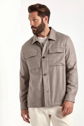 Waterproof gear Taupe wool and cashmere shirt jacket  - Made in Italy