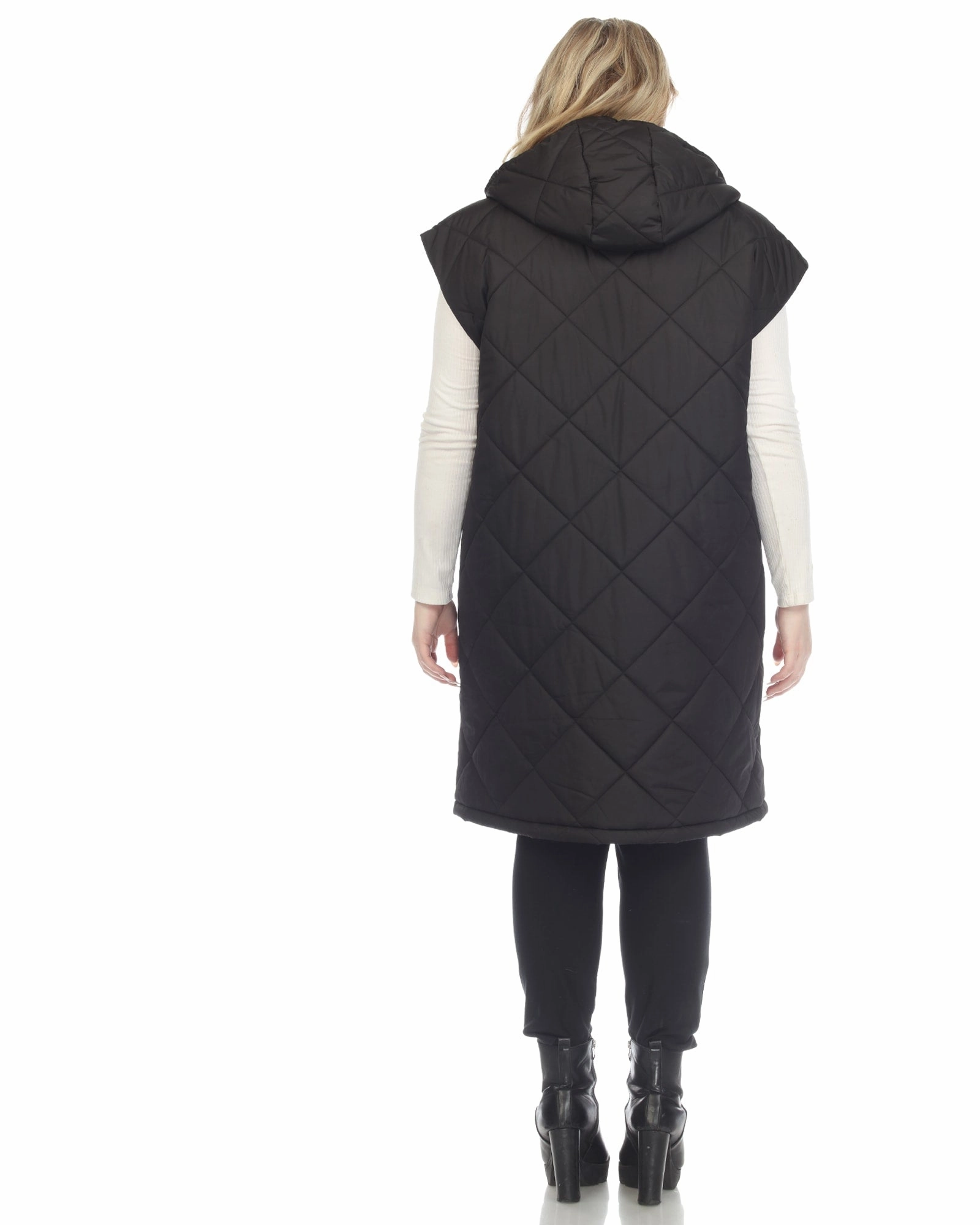 Work Comfort Women's Diamond Quilted Hooded Puffer Vest | Black