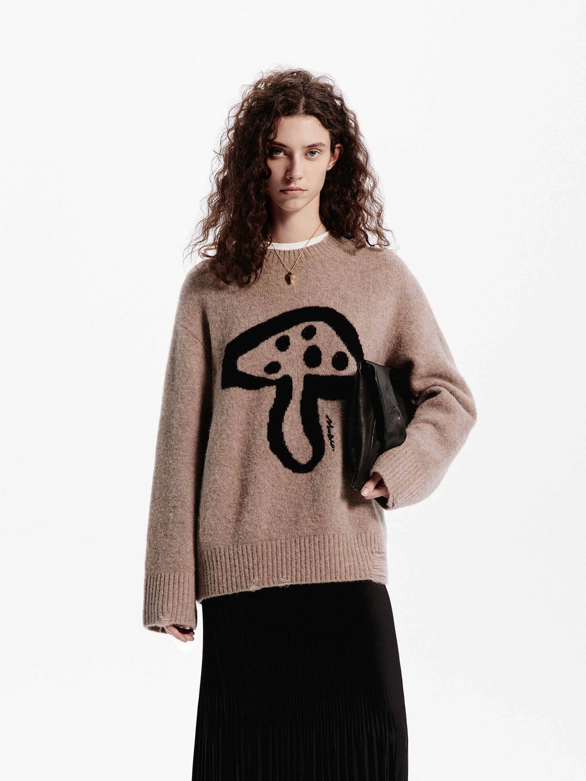 Mushroom Pattern Loose Sweater Perfect Knit