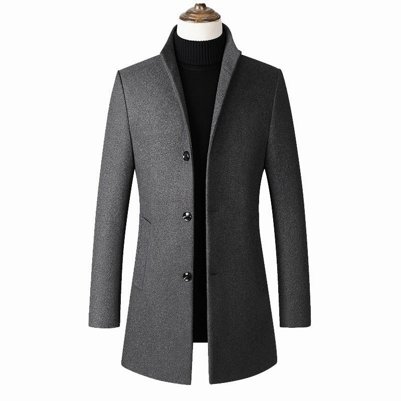 West Louis? Winter Executive Business-Men Woolen Long Trench Coat All Weather Protection Outdoor Wear