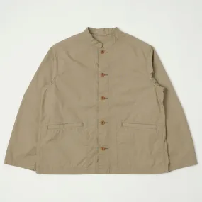 Nanamica Band Collar Shirt Jacket - Taupe Concealed Zippers