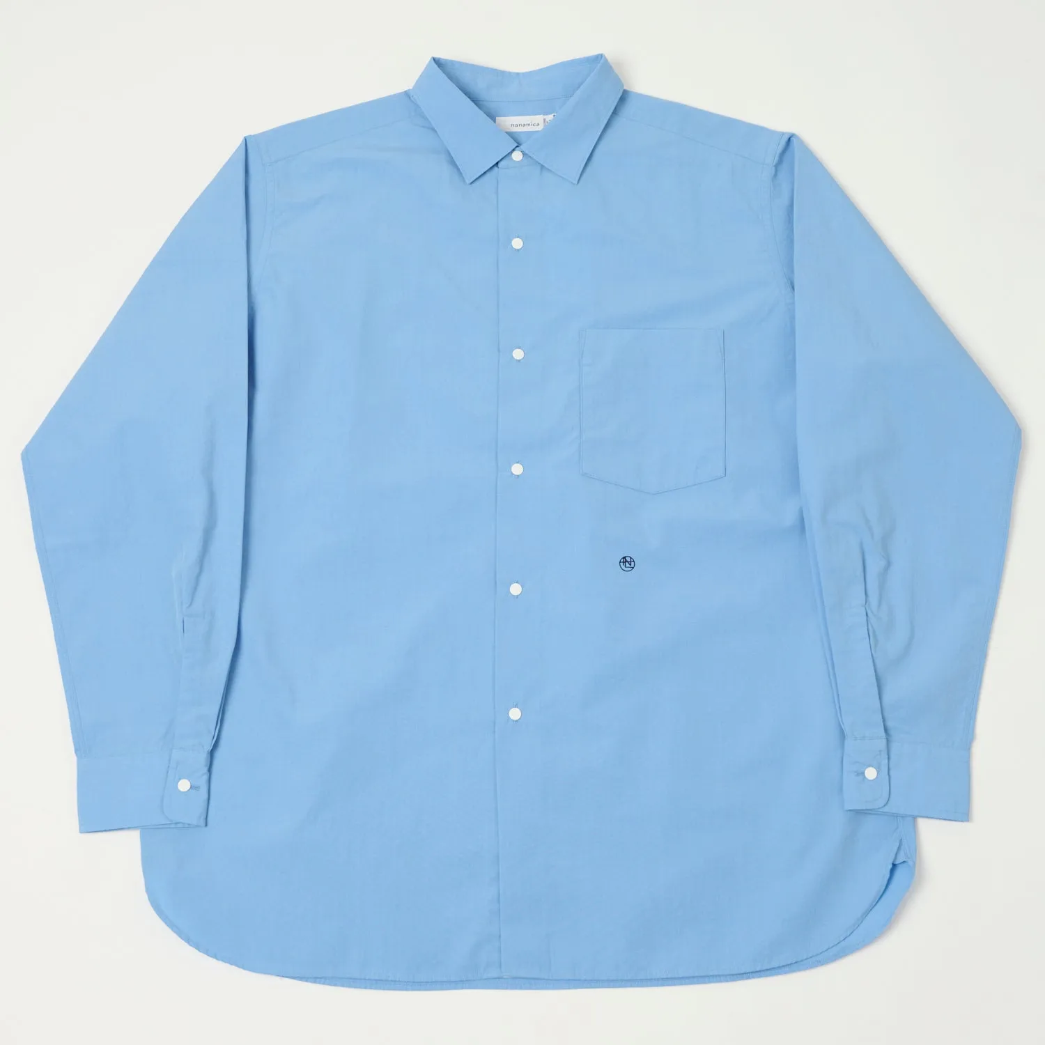 Nanamica Button Up Wind Shirt - Sax High-Quality Fabric