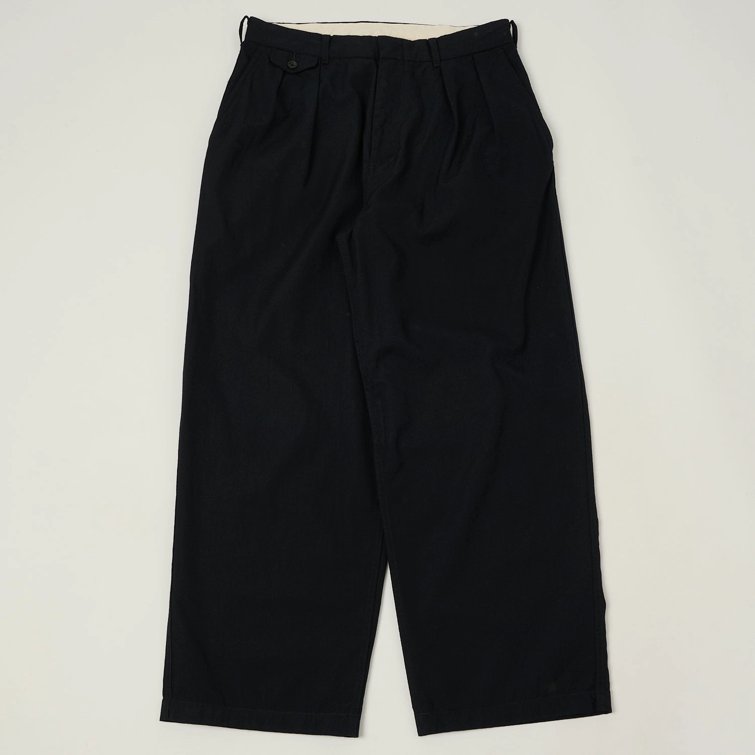 Stretchable Nanamica Wool Gabardine Double Pleated Trousers - Dark Navy