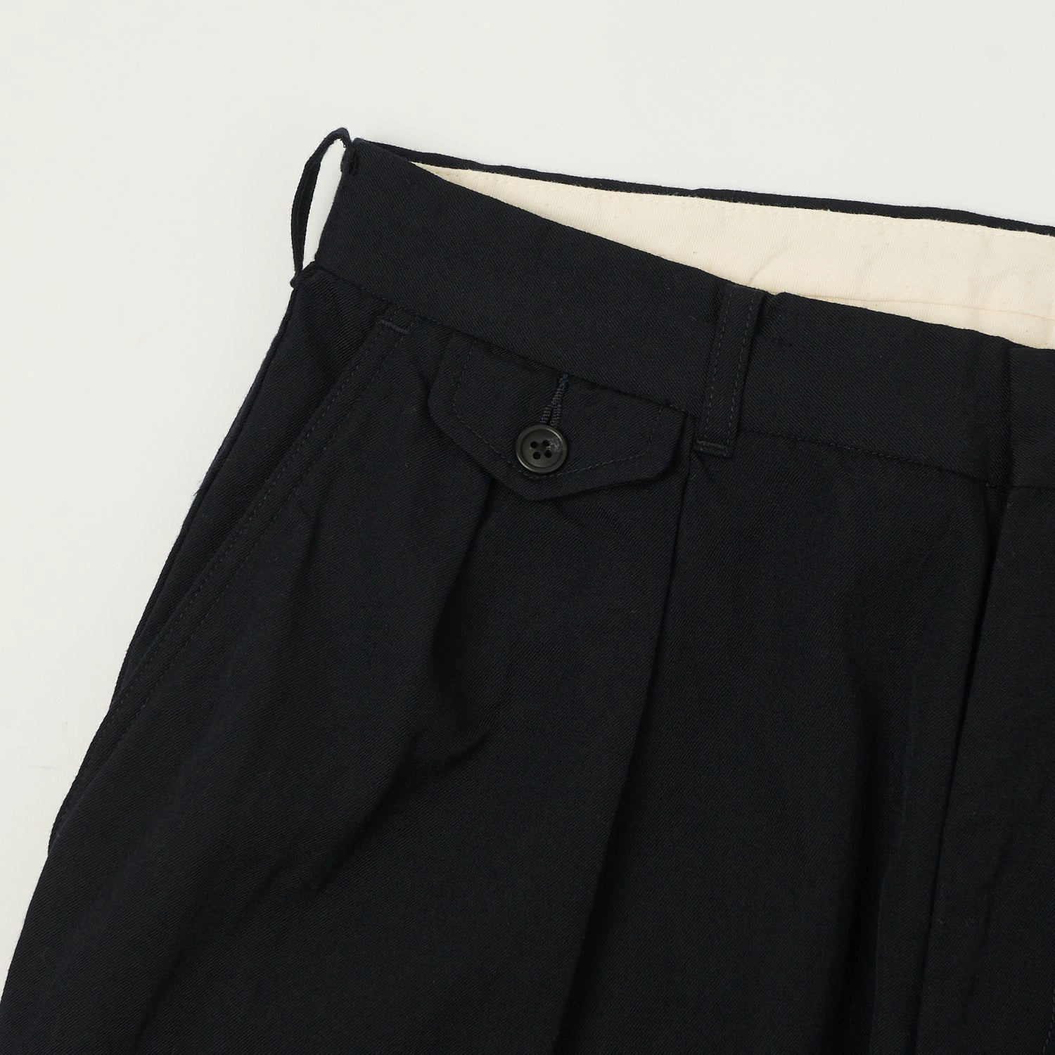 Nanamica Wool Gabardine Double Pleated Trousers - Dark Navy ReinforcedKnees