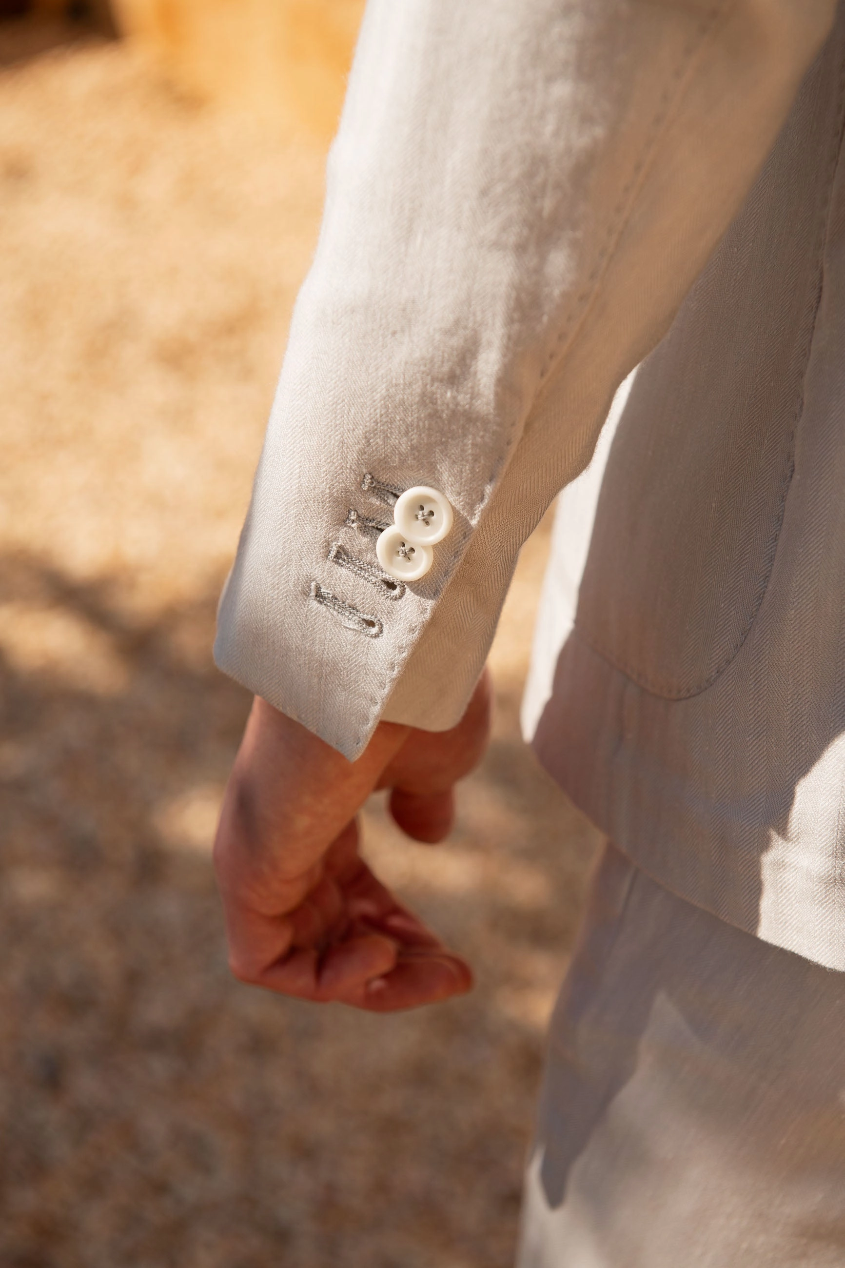 Natural herringbone double breasted suit - Made in Italy Classic Professional Look