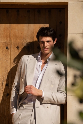 Classy Style Natural herringbone double breasted suit - Made in Italy