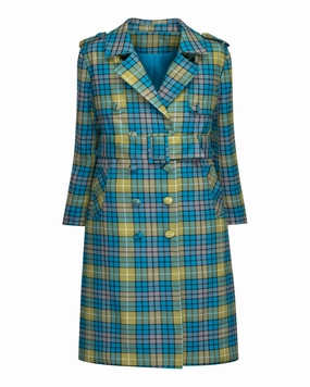 Lust The Eliza Plaid Trench Coat | Blue