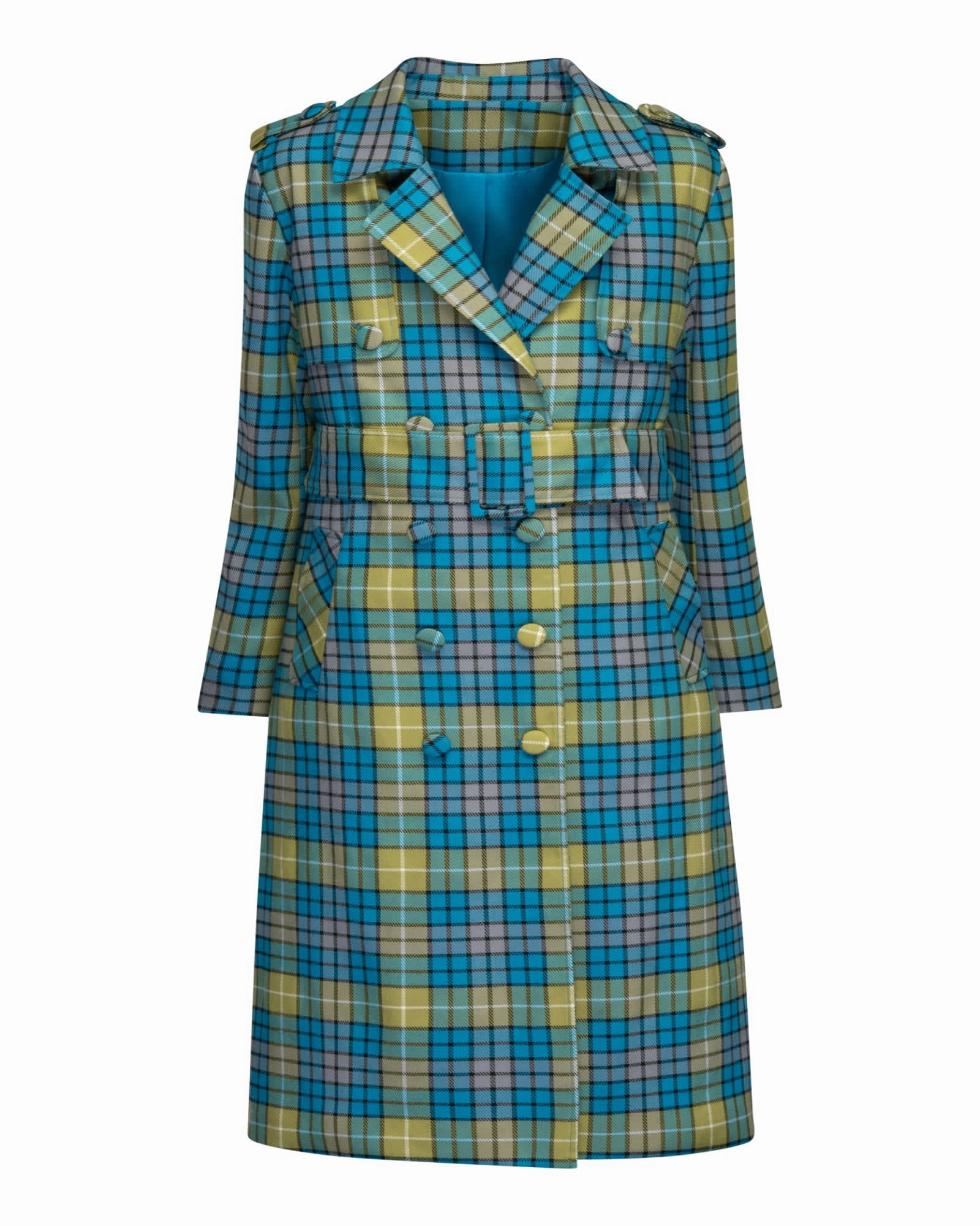 The Eliza Plaid Trench Coat | Blue budget-friendly