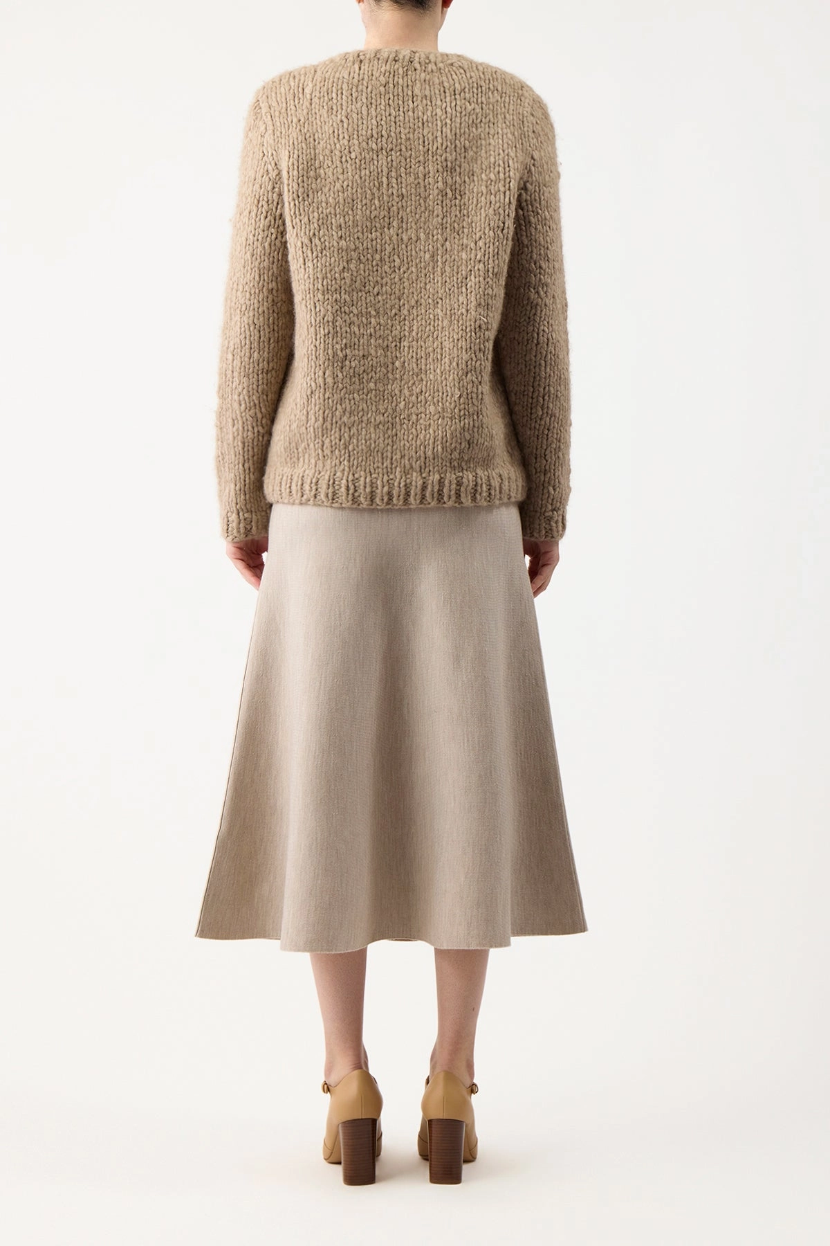 Freddie Knit Midi Skirt in Oatmeal Merino Wool Cashmere Mix Separates