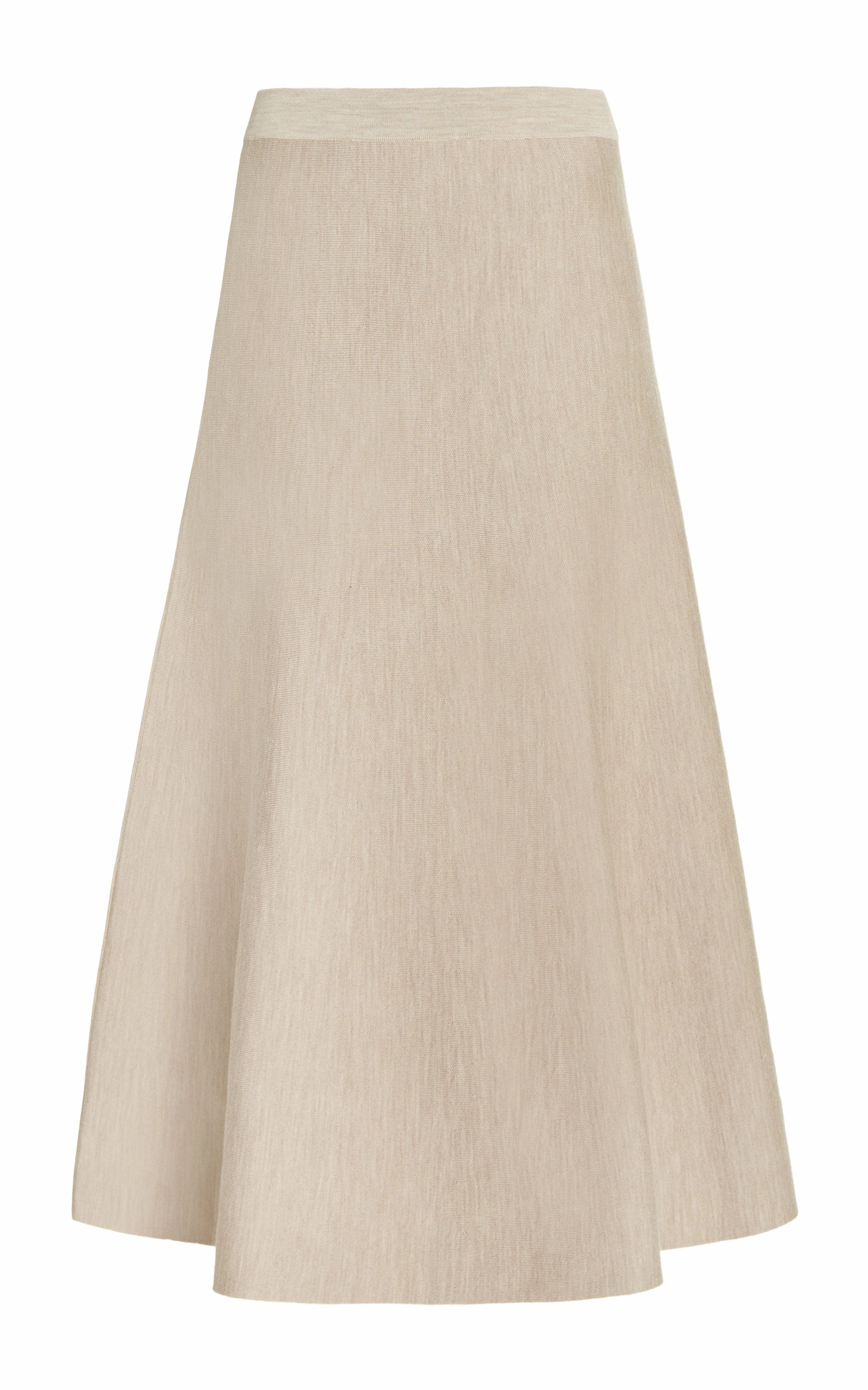 Freddie Knit Midi Skirt in Oatmeal Merino Wool Cashmere Outfit Display