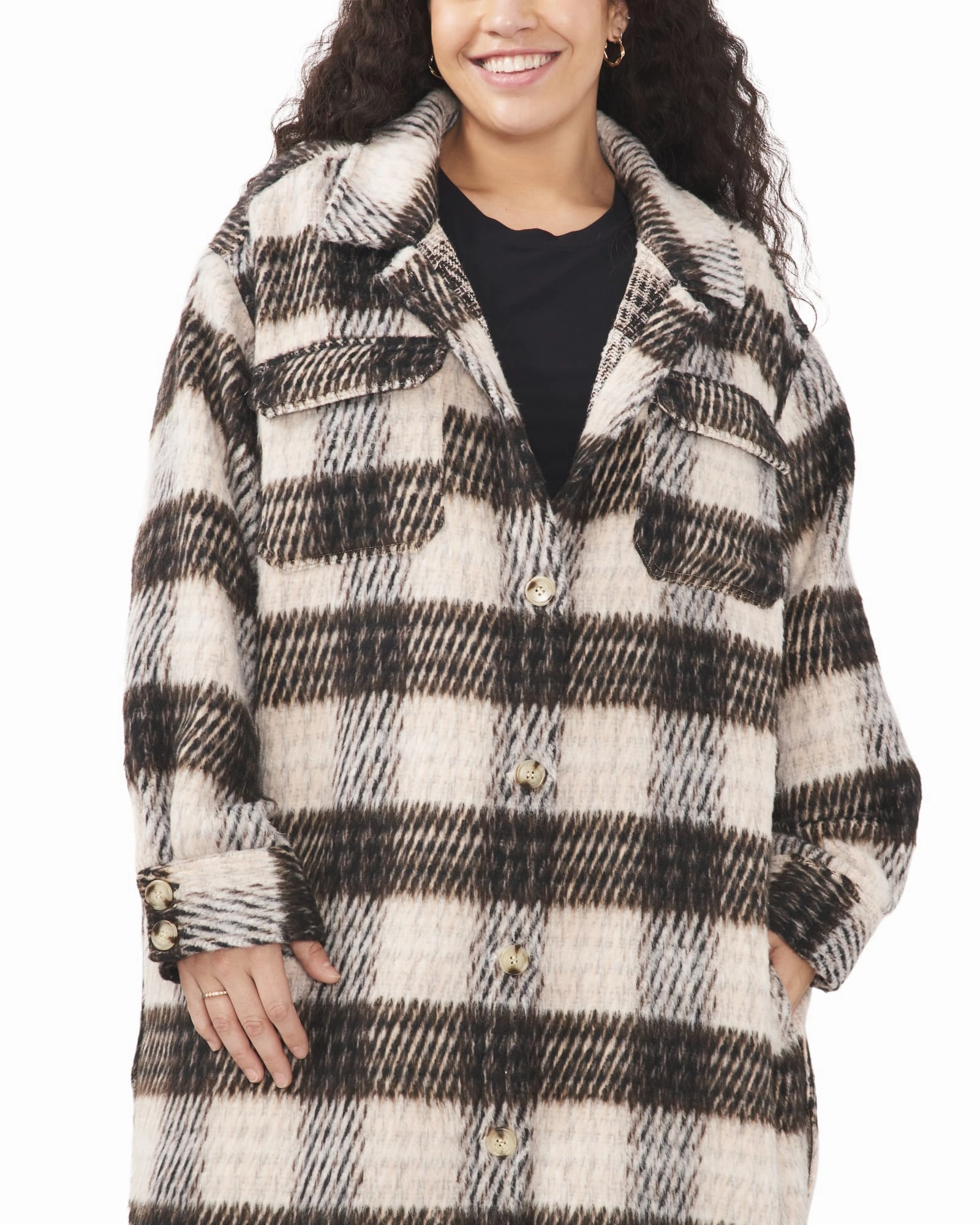 Windproof Construction chefs Maia Button Down Shacket | HAZELNUT HEATHER