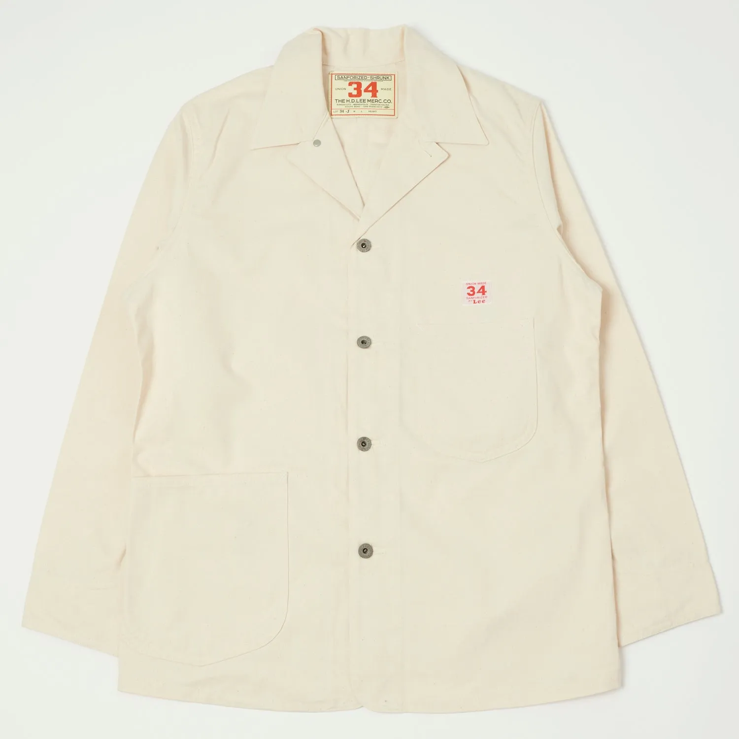 Lee Archives WWII 'Loco' Denim Coverall Jacket - Ecru Breathable mesh lining