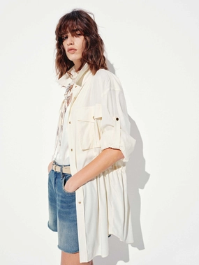 Elastic Waist Cargo Jacket WrinkleFreeFinish