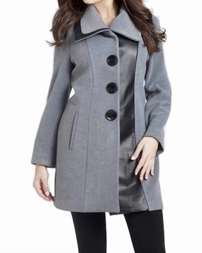Faux Leather Accent Car Coat in Gray/Black | Gray/Black Perfume Romance