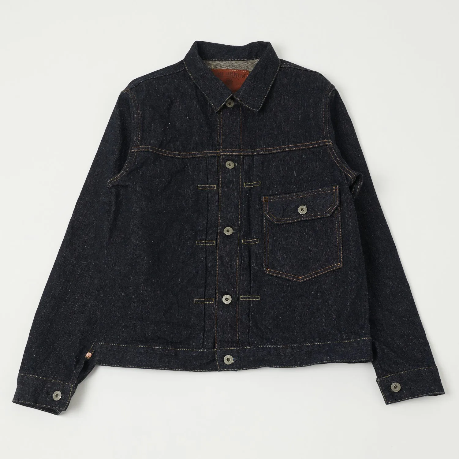 ONI Denim 01507-NI 16.5oz Natural Indigo Type-I Denim Jacket - One Wash Logo Free Style