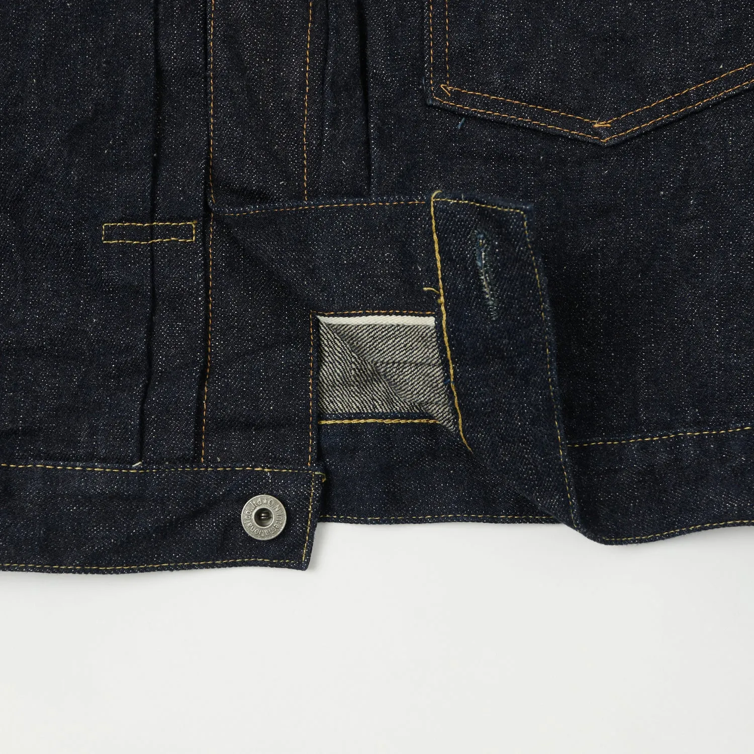 Fray Resistant Edges ONI Denim 01507-NI 16.5oz Natural Indigo Type-I Denim Jacket - One Wash