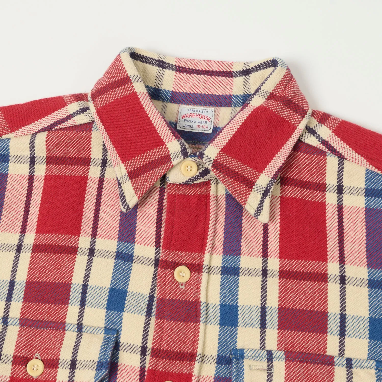 Warehouse & Co 3104 Plaid Flannel Shirt - Red Durable Thread Construction Smart Casual
