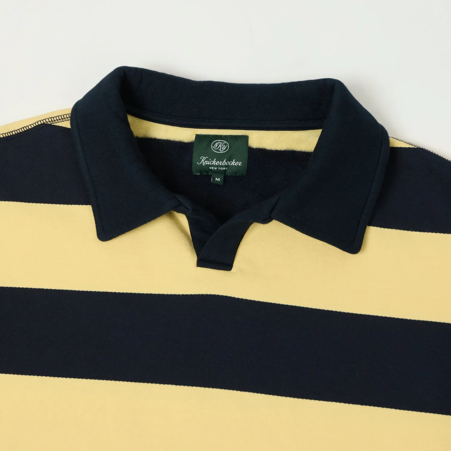 Knickerbocker Rugby Polo Sweatshirt - Navy/Yellow Minimal Design Garment Washed Finish