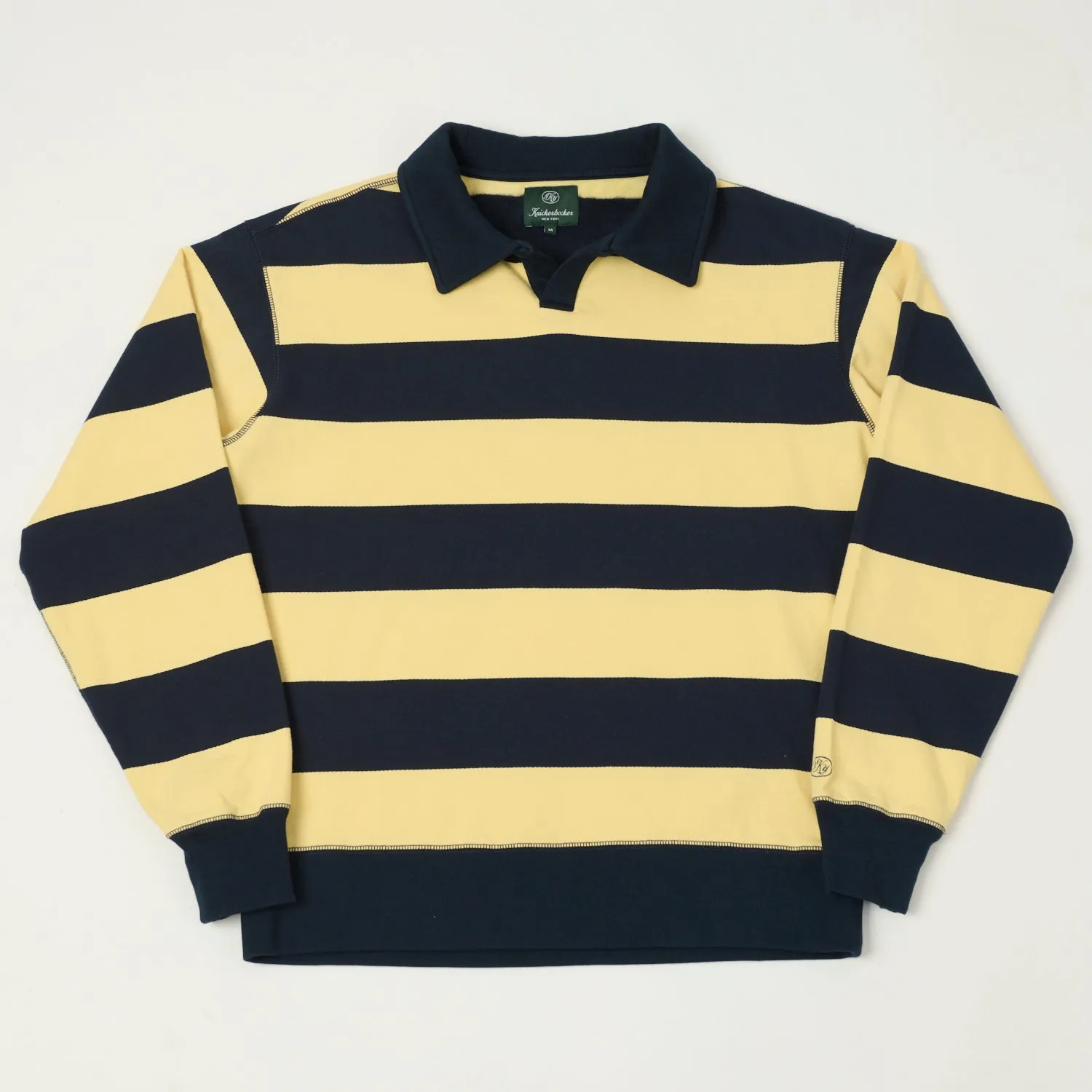 Knickerbocker Rugby Polo Sweatshirt - Navy/Yellow Layering Fashion Relaxed Neckline