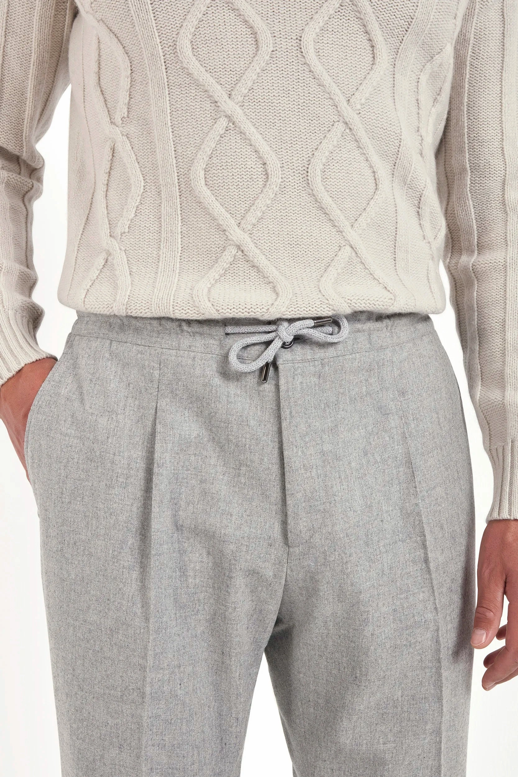 Chic Design Light grey flannel Alassio with pleat trousers - Made in Italy