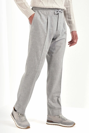 Flattering Shape Chilly Wear Light grey flannel Alassio with pleat trousers - Made in Italy