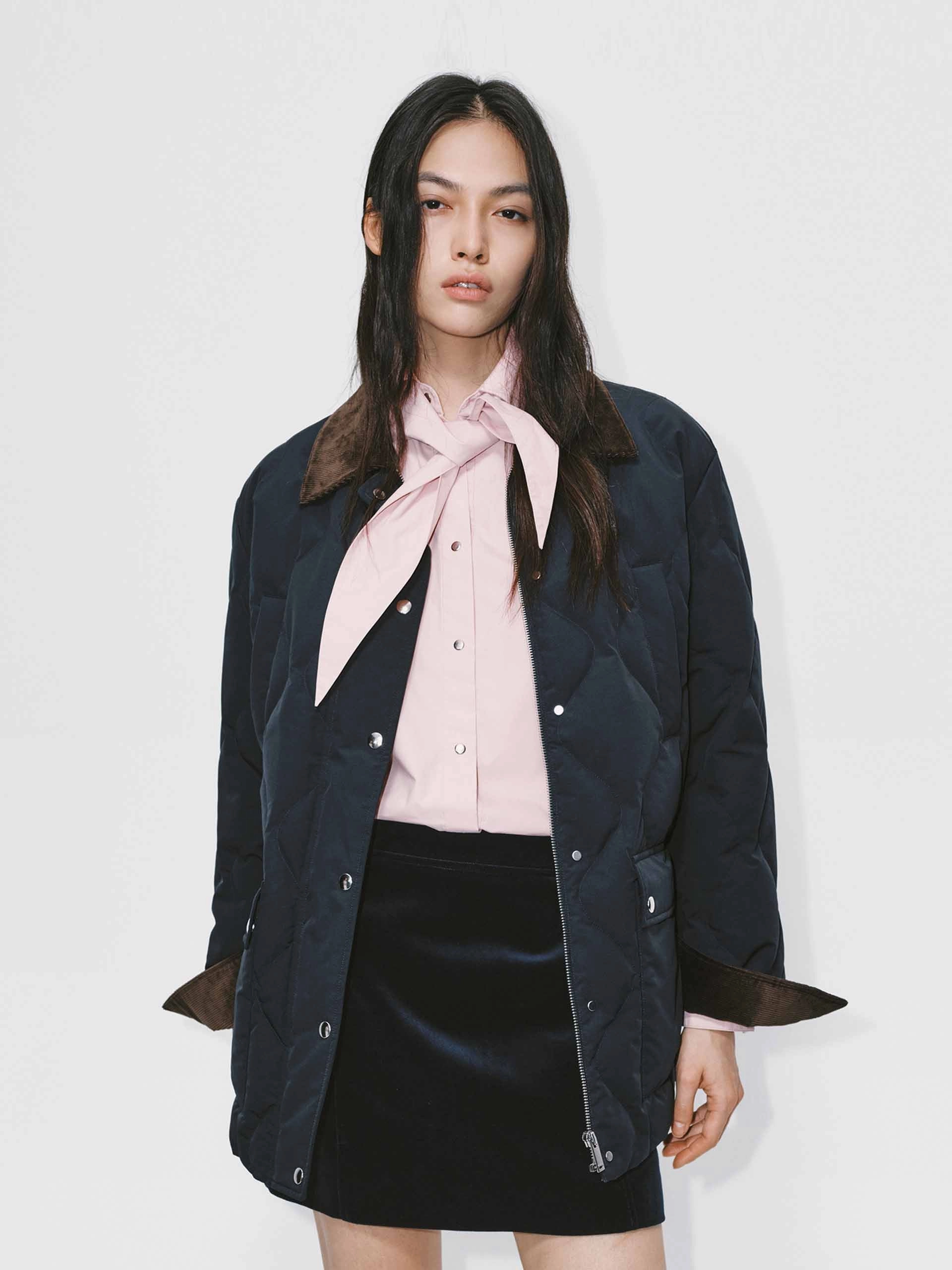 Mid Length Design Fur Collar Down Jacket