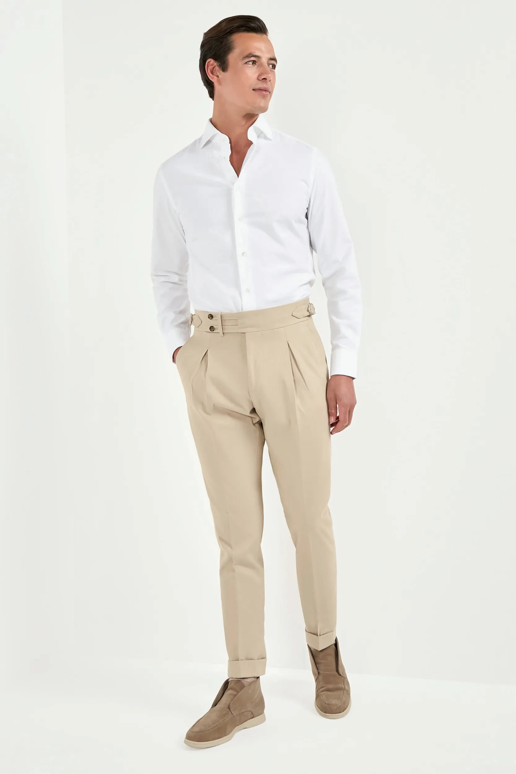 Minimal Cut Comfort Fit Wear Beige Limited Edition trousers - Made in Italy