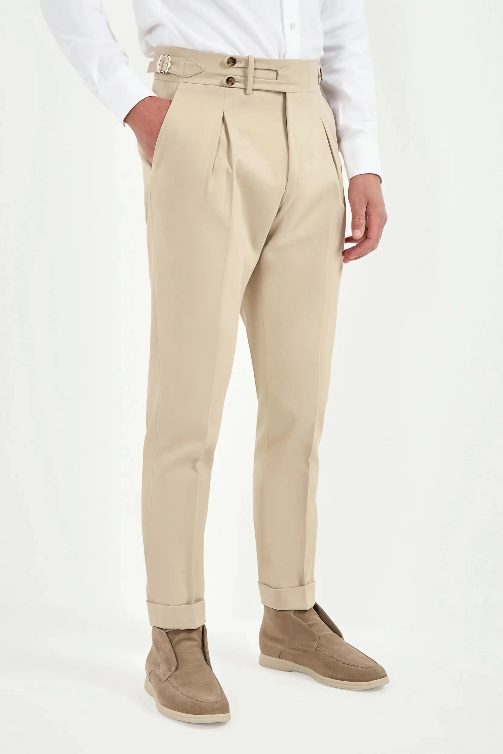 Beige Limited Edition trousers - Made in Italy Breathable Lining