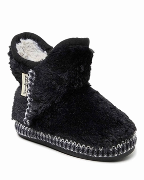 Slip Sandals Faux Leather Dearfoams Kid's Girls Charlotte Fuzzy Bootie Slipper
