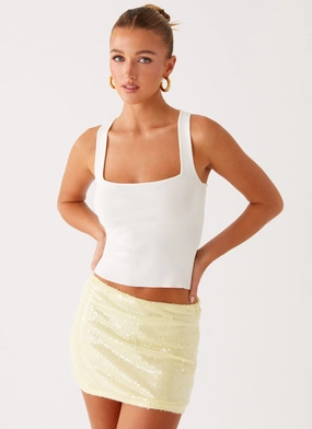 Nostalgic Nights Sequin Mini Skirt - Lemon Spritz Weekend Fashion