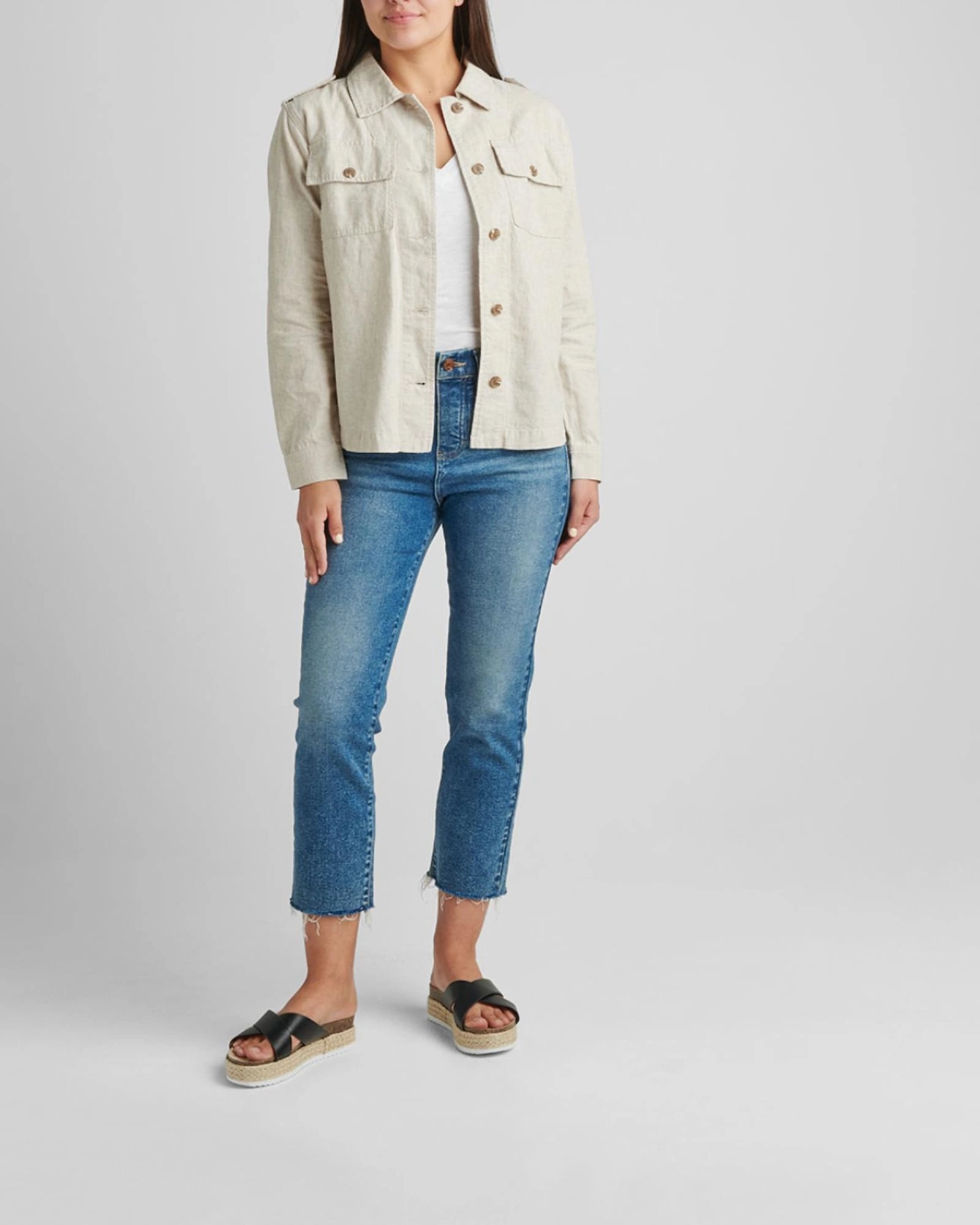 suitable for self use Shaylie Shirt Jacket in Oatmeal | Oatmeal