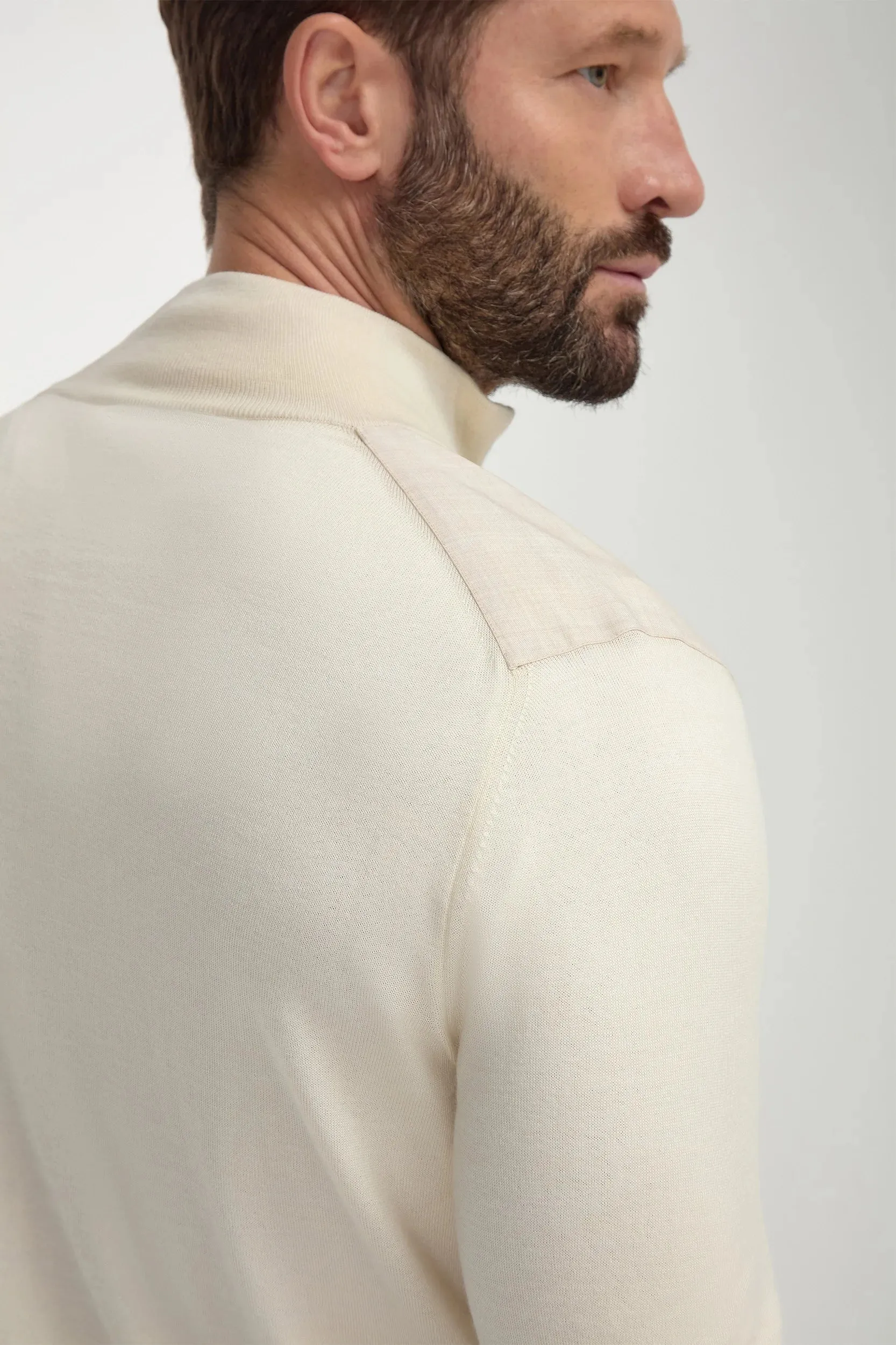 Cream wool & knit bomber - Made in Italy Glossy Finish Breathable Membrane