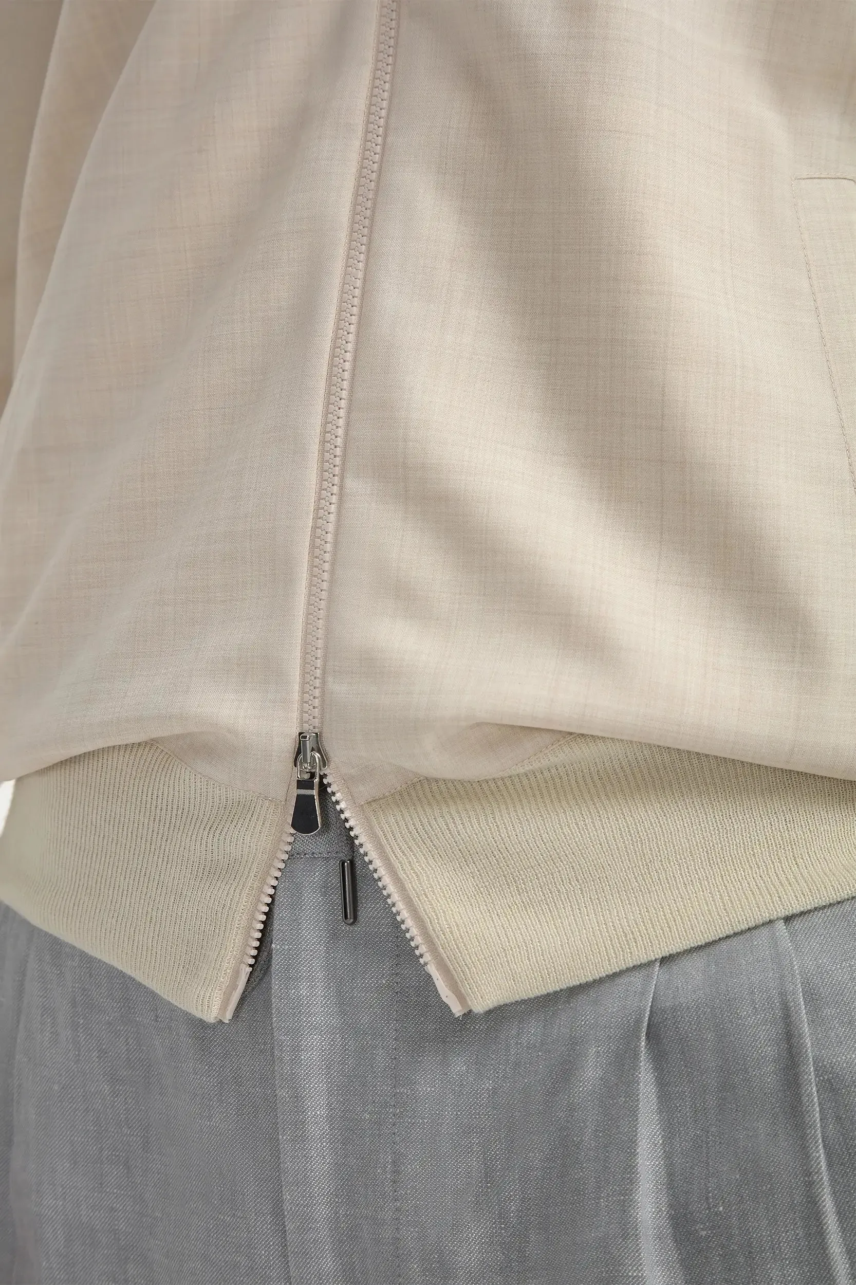 Cream wool & knit bomber - Made in Italy Recycled materials