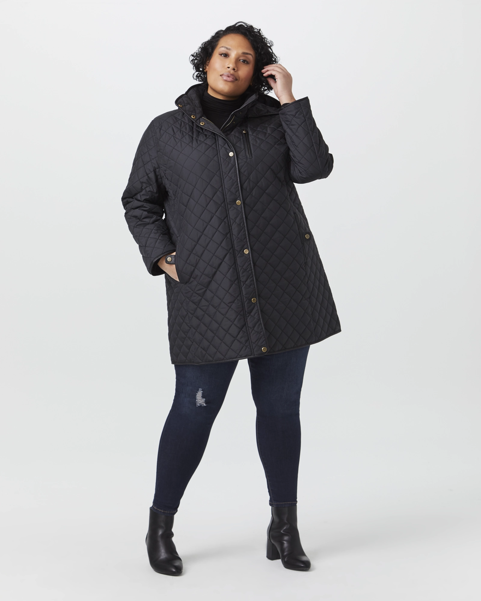 Octavia Quilted Jacket | Black Solid Color