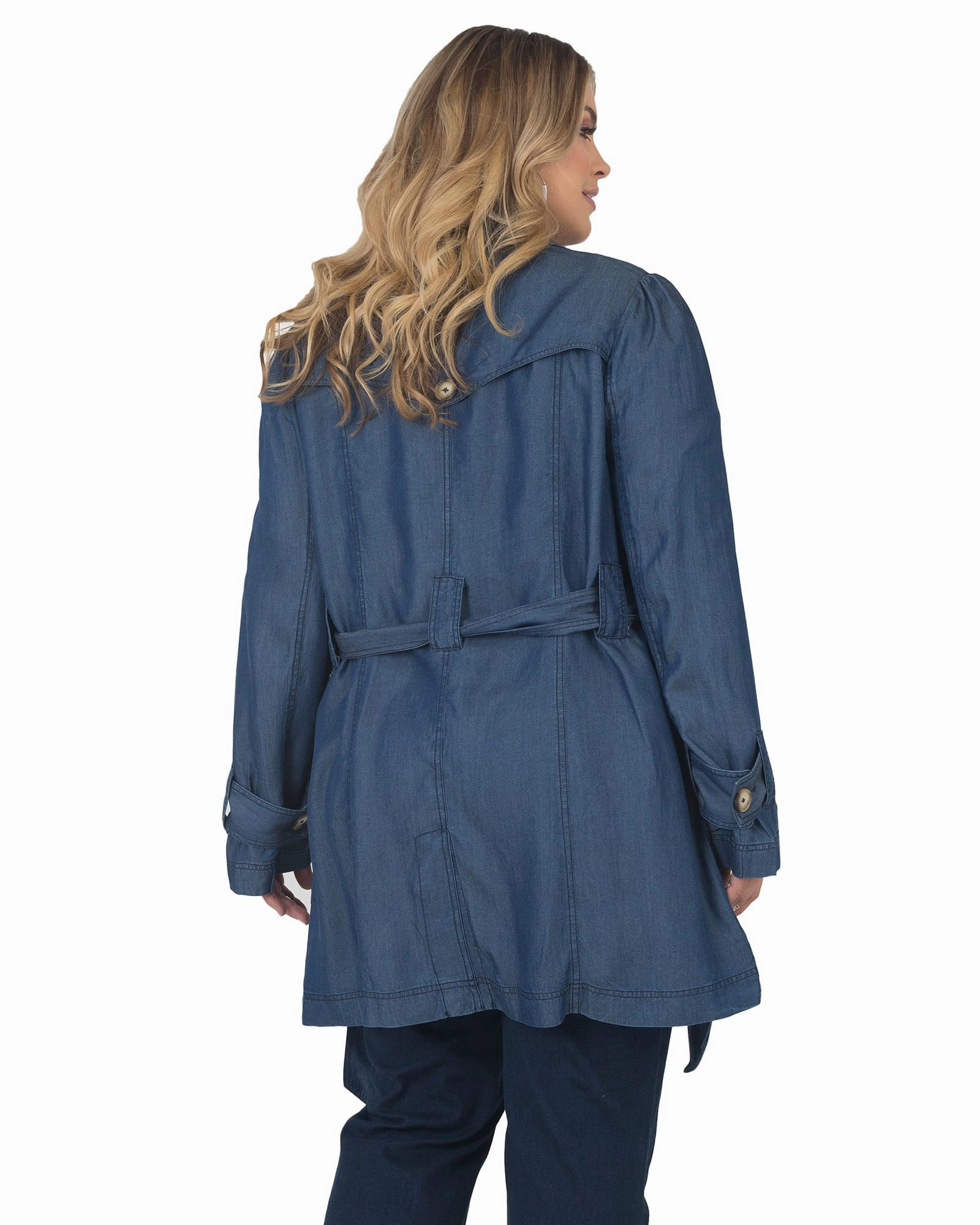 Weather-Ready Layer Lotion Odette Tencel Denim Trench Coat | Dark Wash