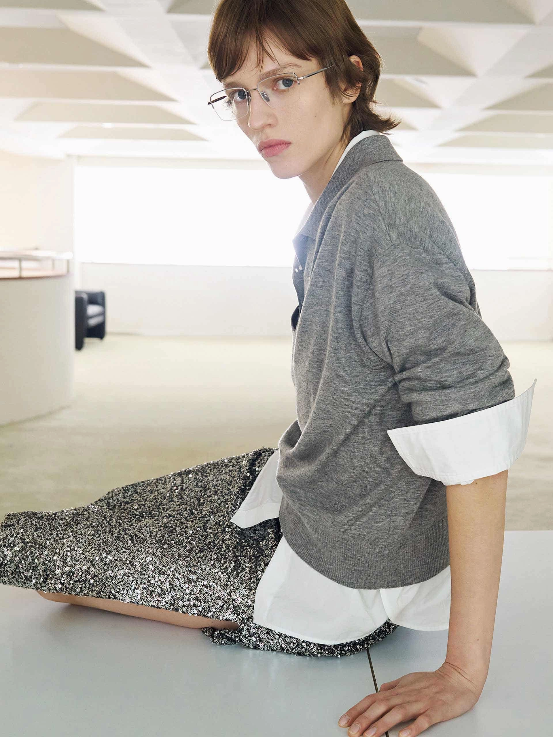 Side Slit Design Cable Stitch Wool Blend Sweater Set