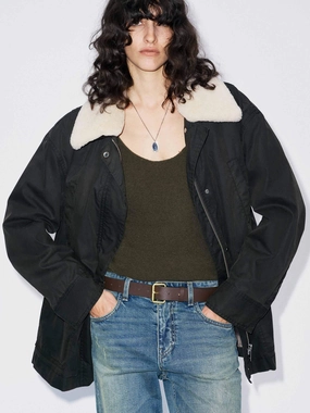 Cotton Blend Fur Collar Coat Multipurpose Layering Easy Care Finish