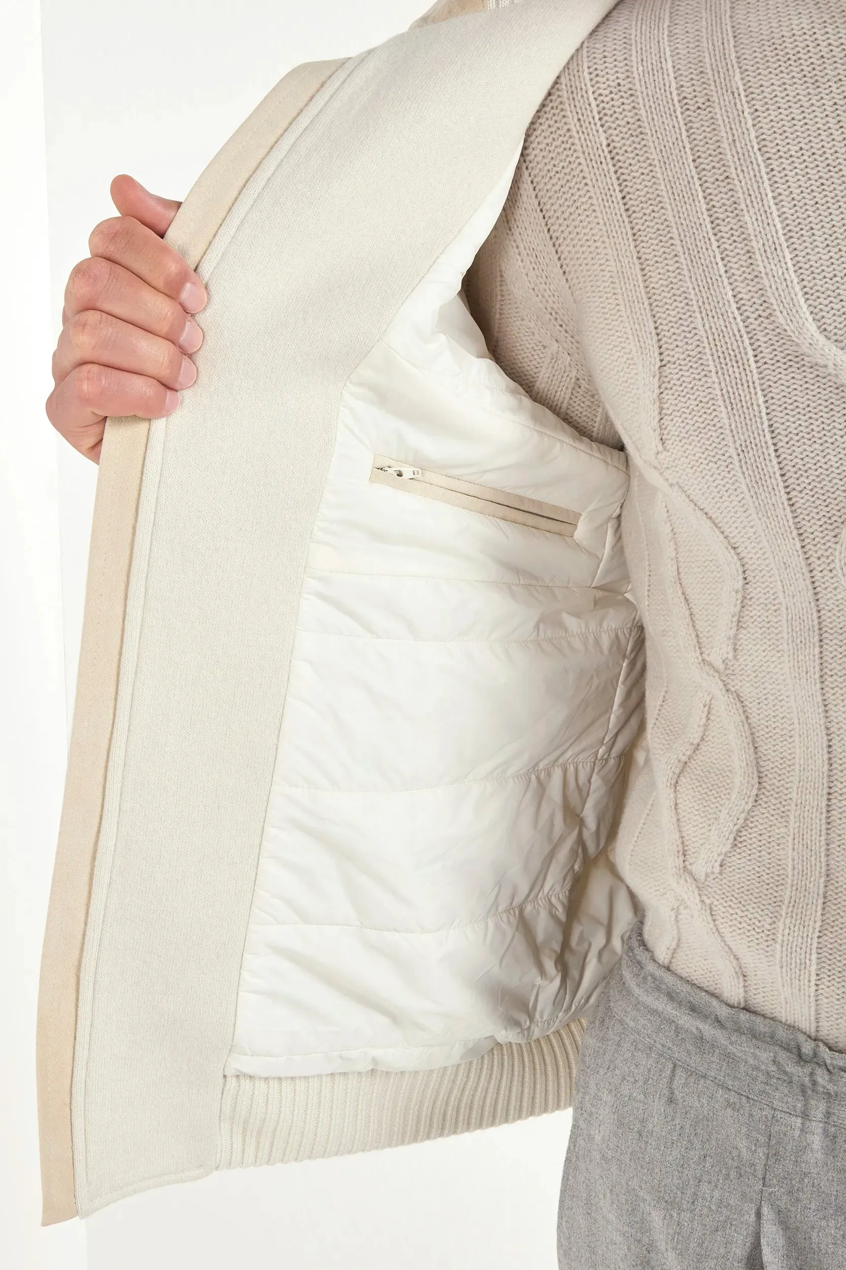 Off-white hooded bomber - Made in Italy Weatherproof Barrier SlimSilhouette