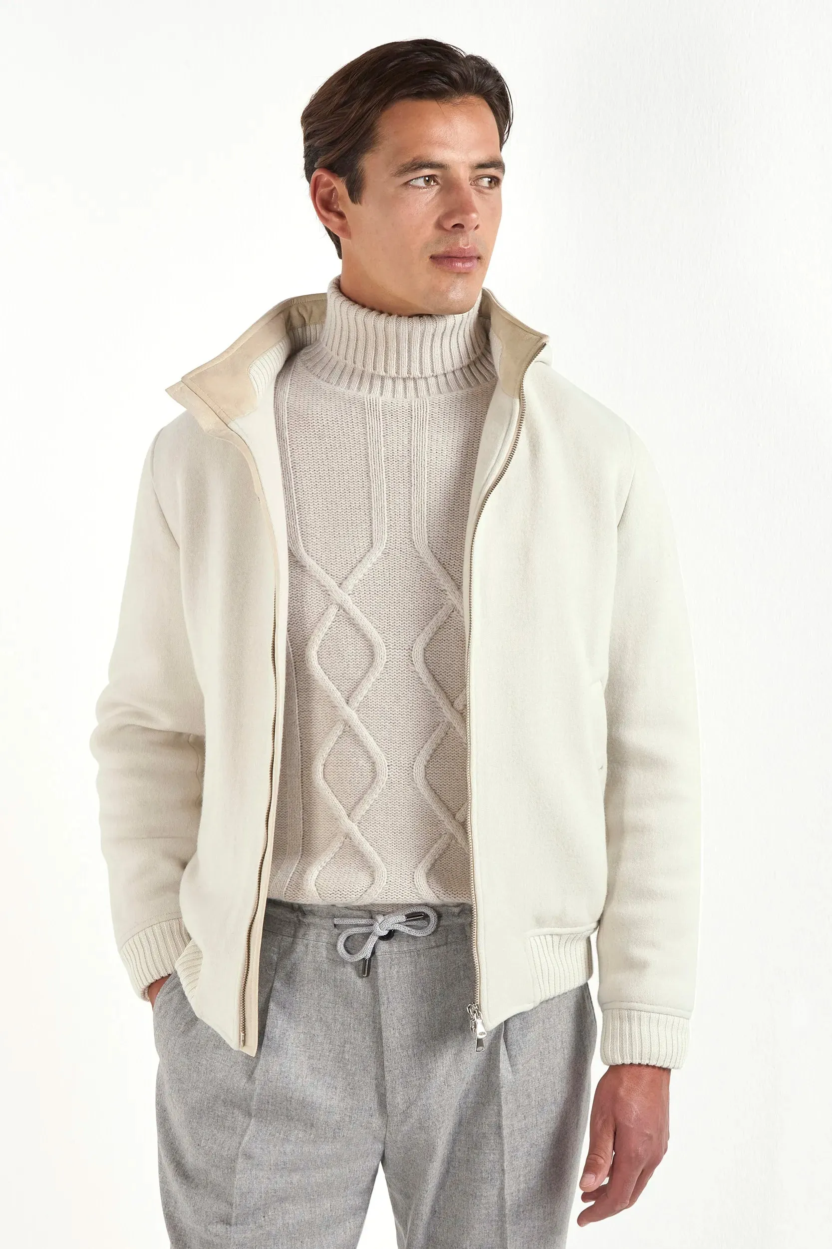 Canvas Make Transitional Look Off-white hooded bomber - Made in Italy