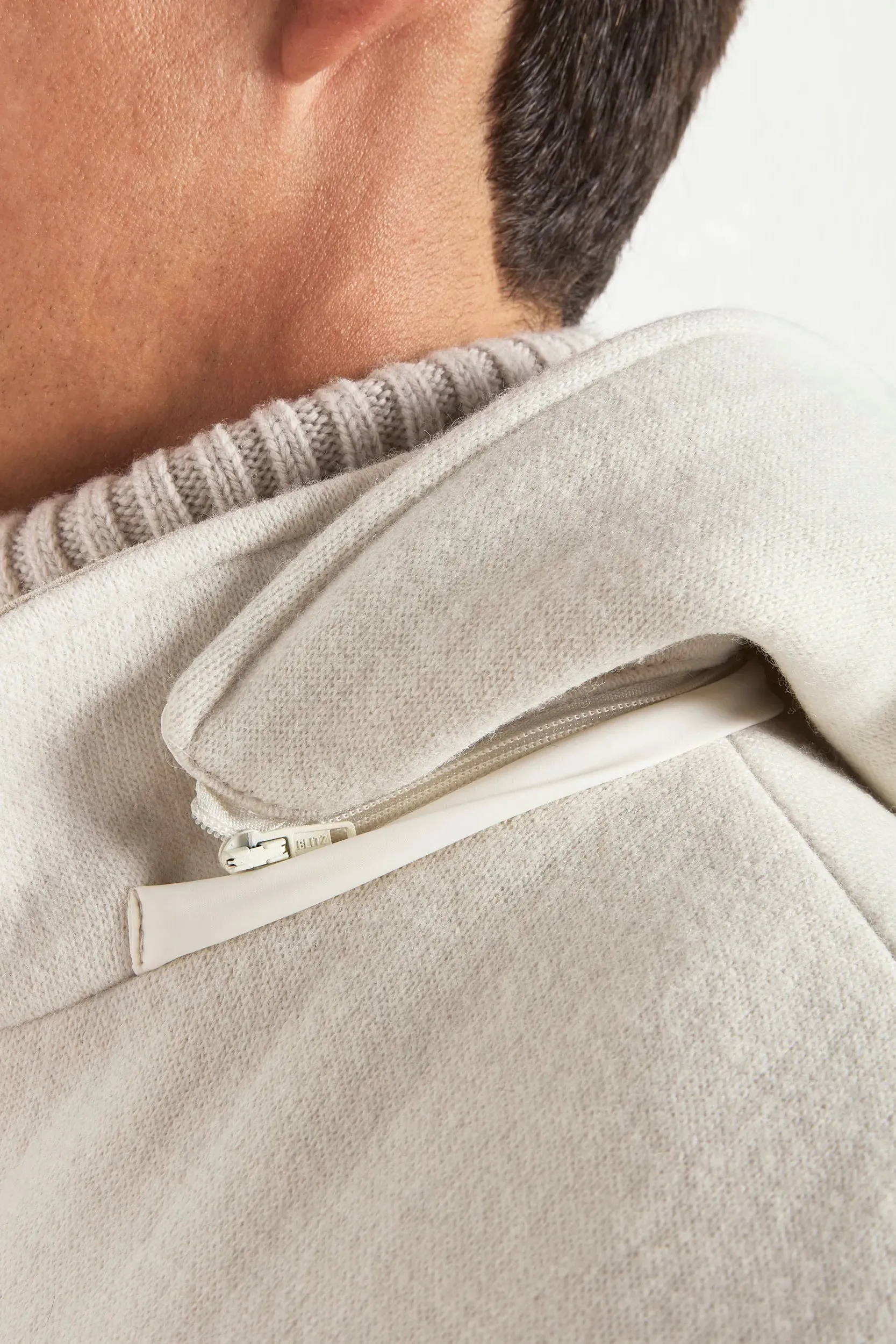 Oversized style High Collar Off-white hooded bomber - Made in Italy