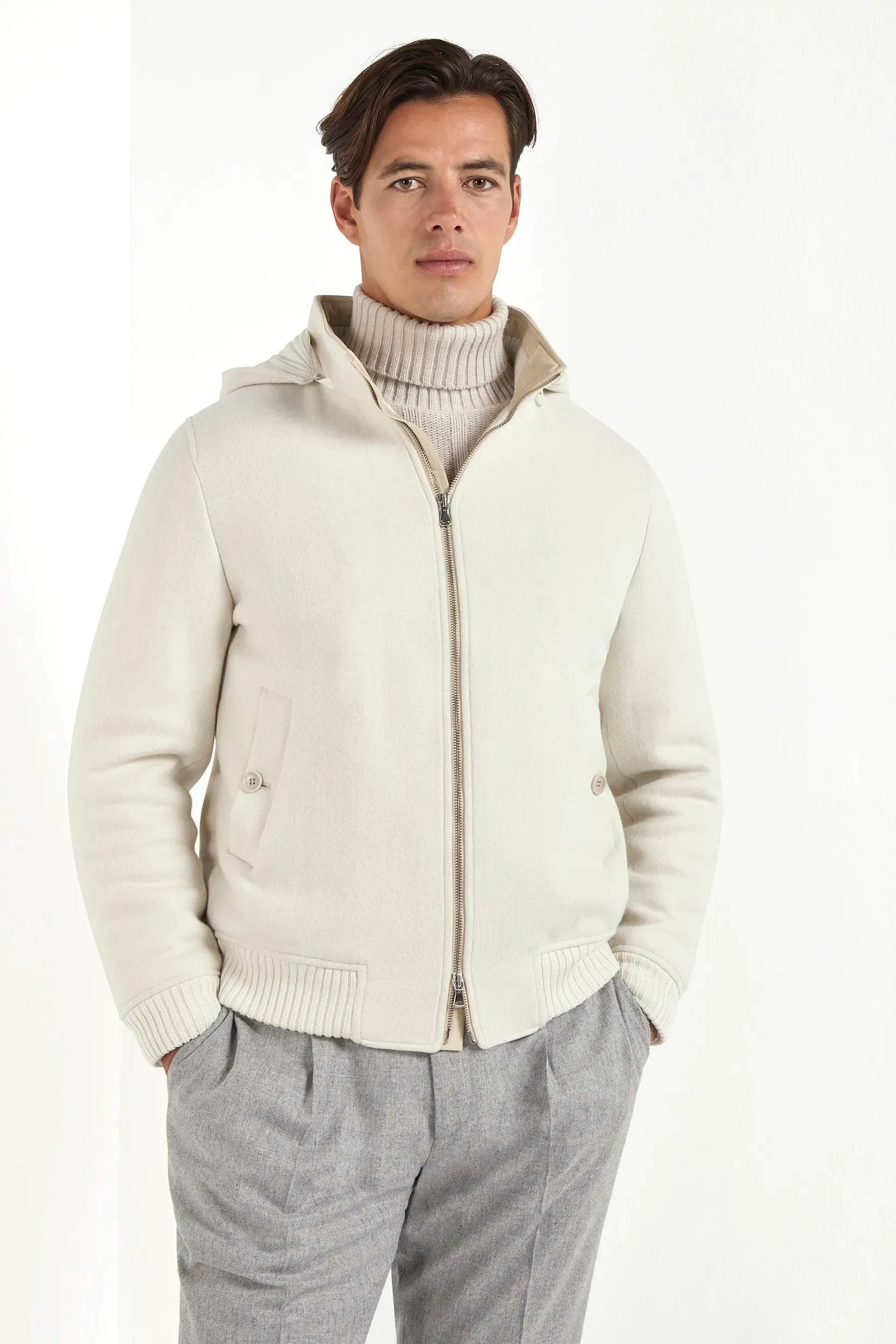 Wind Resistant Lining Off-white hooded bomber - Made in Italy