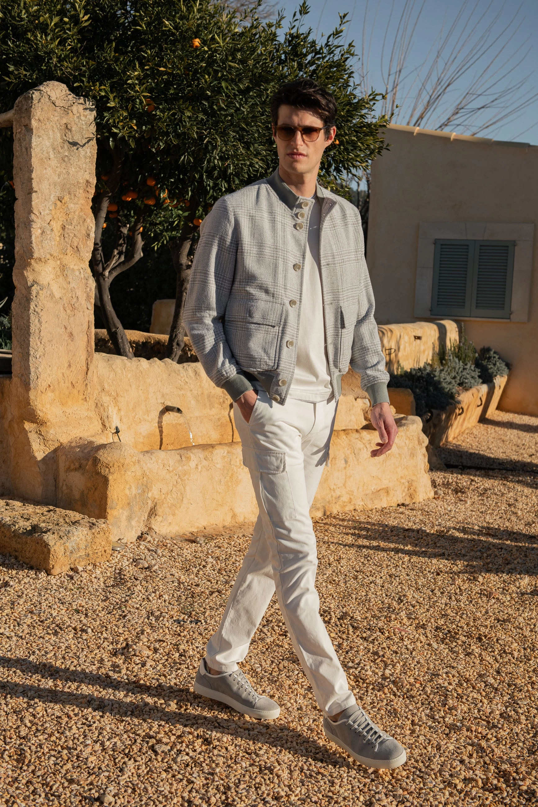 Off-white stretch cotton cargo - Made in Italy Simple Cut On The Go