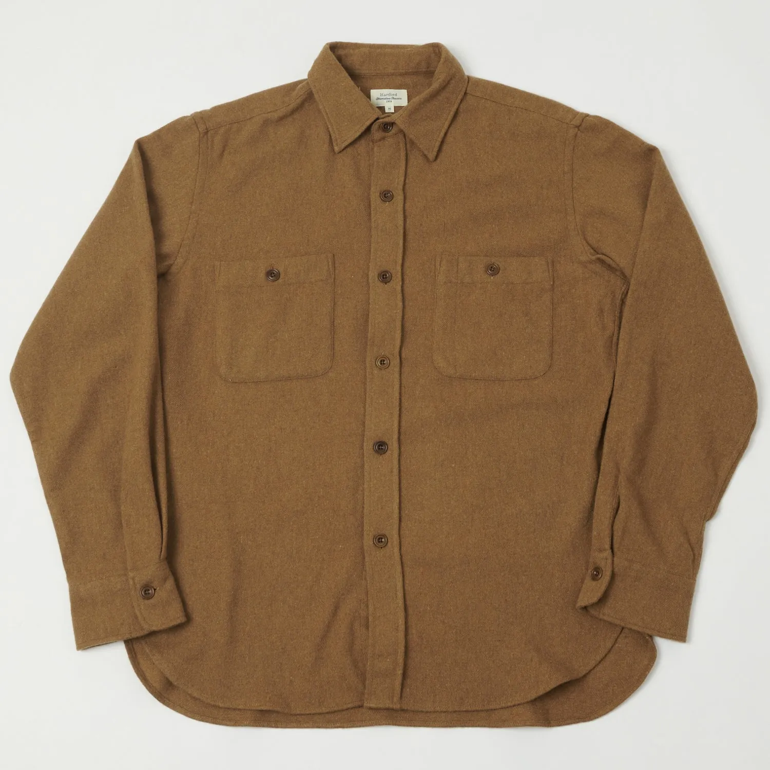 Lace Accent Hartford 'Percey' Wool Shirt - Brown